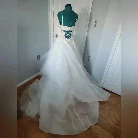 NWT Scout Blush by Hayley Paige Cascading Tulle Wedding Dress Size 12 (US 8) - Picture 2 of 7